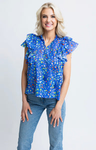 KARLIE Fruit VNeck Ruffle Top